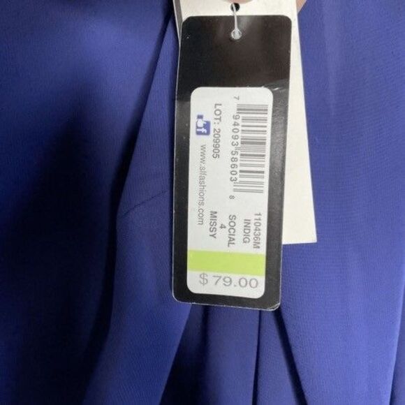 NWT SLNY Cape-Like Sleeve Knee Length Evening Shift Dress Women Size 4 Purple - Picture 4 of 12